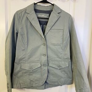 Eddie Bauer Women’s Utility Blazer Jacket – Sage Green Cotton Stretch, Size 6